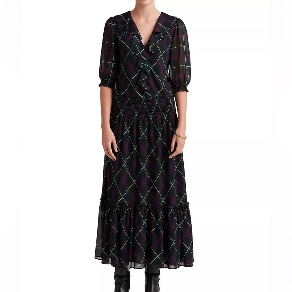 Offers Encouraged , Lauren Ralph LaurenPlaid Ruffle Midi Dress sizes 6 & 8